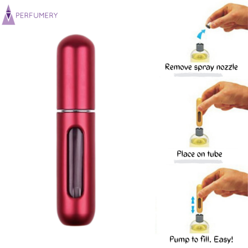 Refillable perfume atomiser in metallic red 5ml