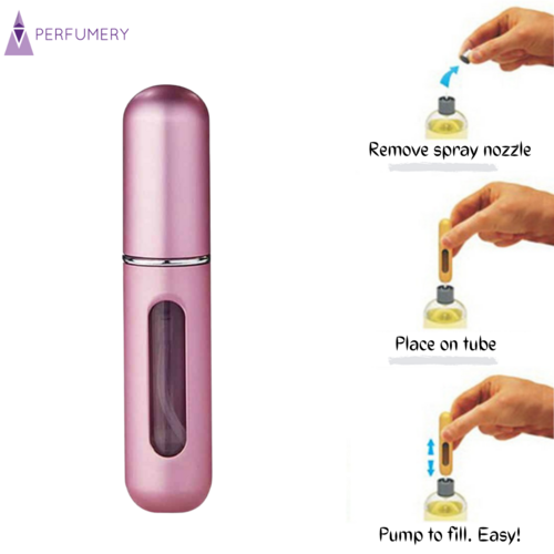 Refillable perfume atomiser in pale pink 5ml