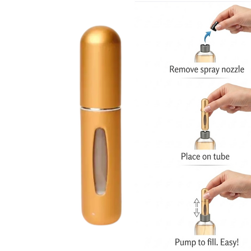 Refillable perfume atomiser in gold 5ml